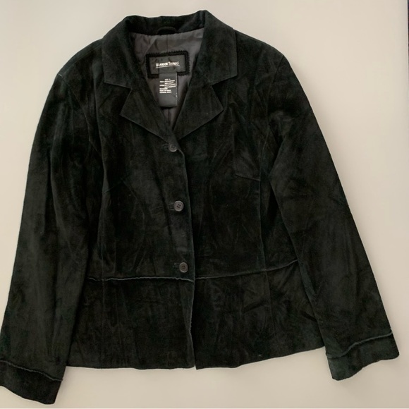 “Brandon Thomas” Soft Black Suede Leather Jacket size L - Picture 10 of 11